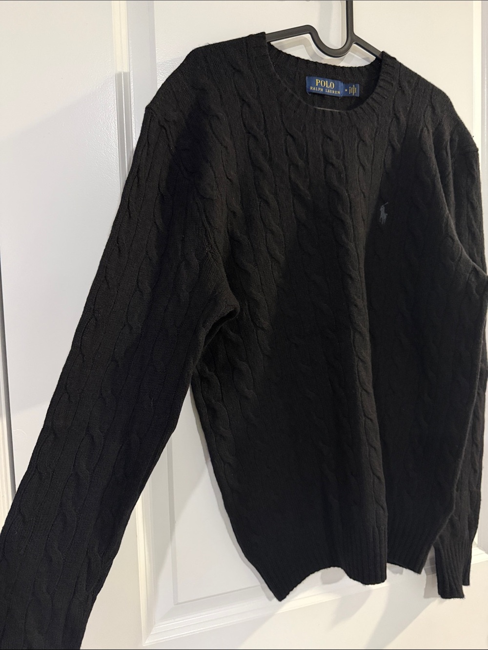 Polo Ralph Lauren Black Cable-Knit Crewneck Wool Cashmere Sweater - #289 - Picture 3 of 8